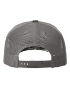 Rear View of Mossy Oak Elements Blacktip/ Charcoal Five-Panel Printed Trucker Cap - 112PFP