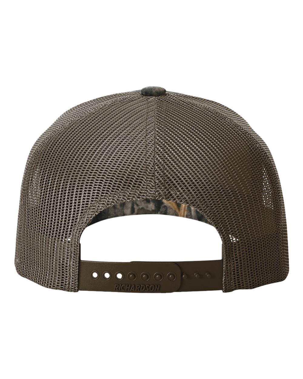 Rear View of Mossy Oak Habitat/ Brown Five-Panel Printed Trucker Cap - 112PFP