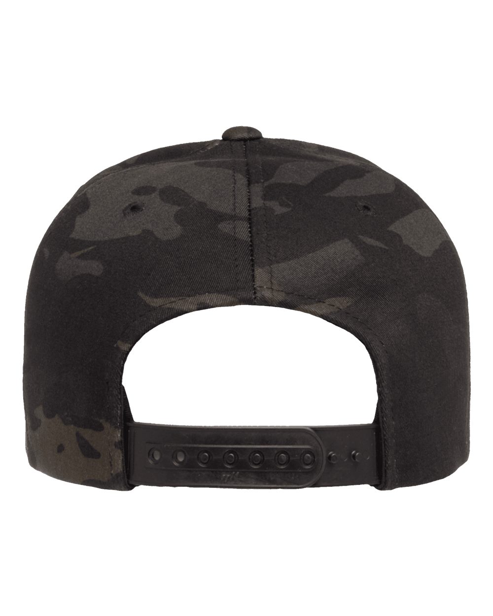 Rear View of Multicam Black Premium Flat Bill Snapback Cap - 6089M