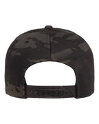 Rear View of Multicam Black Premium Flat Bill Snapback Cap - 6089M