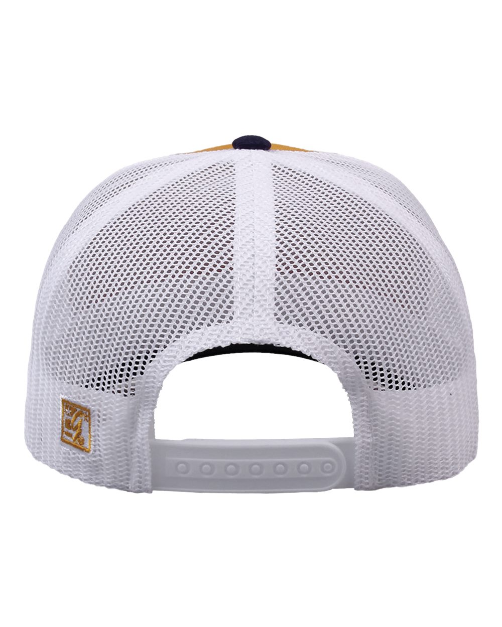 Rear View of Mustard Yellow/ Navy/ White Everyday Trucker Cap - GB452E
