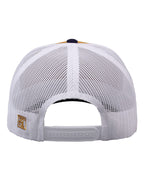 Rear View of Mustard Yellow/ Navy/ White Everyday Trucker Cap - GB452E