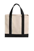 Rear View of Nat/DeepBk Port Authority Cotton Canvas Two-Tone Tote BG429
