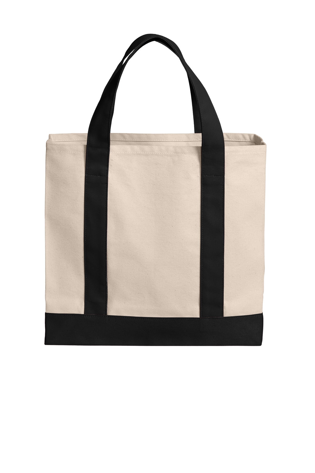 Rear View of Nat/DeepBk Port Authority Cotton Canvas Two-Tone Tote BG429