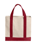 Rear View of Nat/DeepRd Port Authority Cotton Canvas Two-Tone Tote BG429
