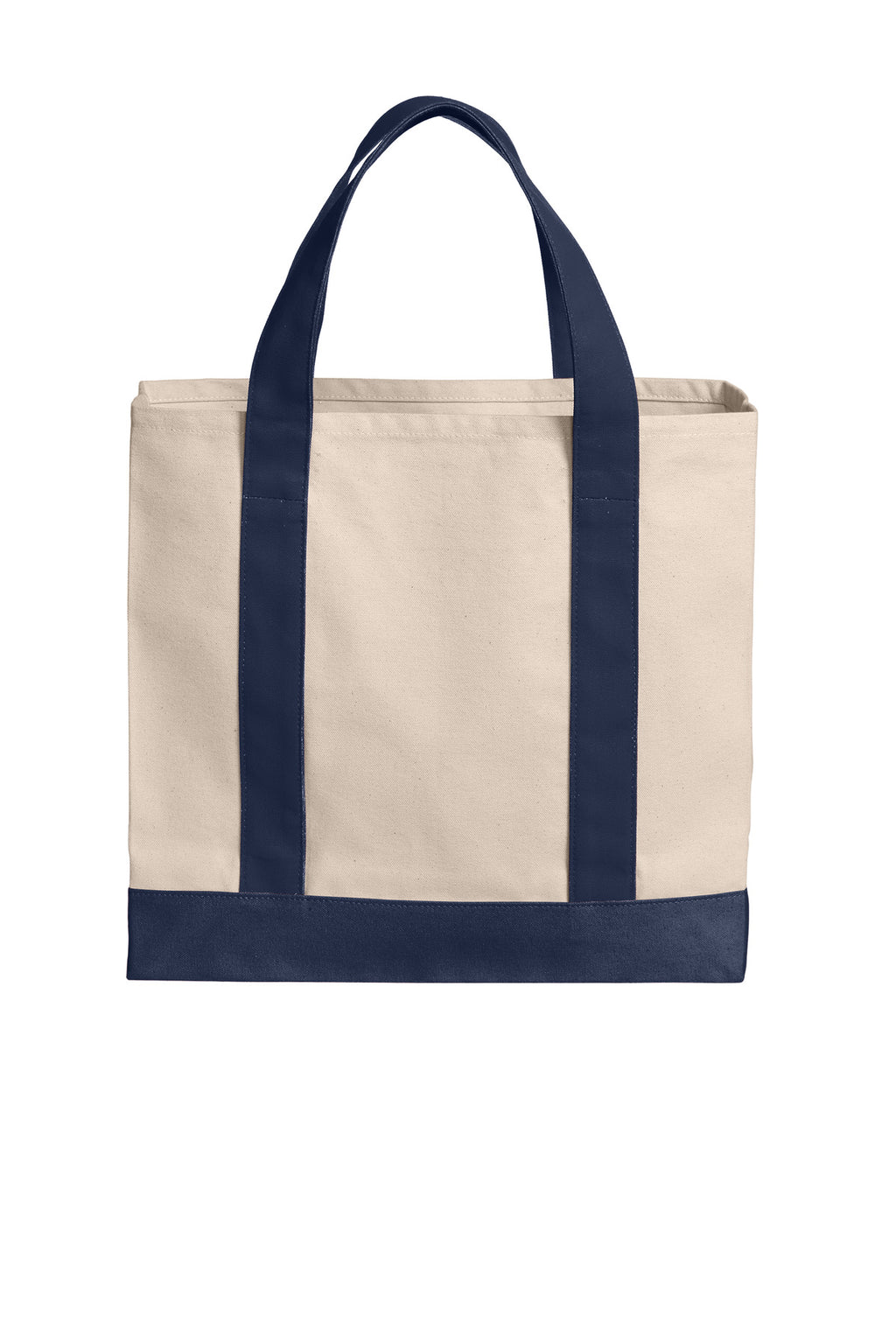 Rear View of Nat/RvBlNv Port Authority Cotton Canvas Two-Tone Tote BG429