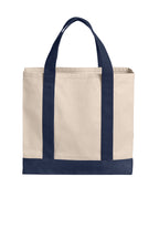 Rear View of Nat/RvBlNv Port Authority Cotton Canvas Two-Tone Tote BG429
