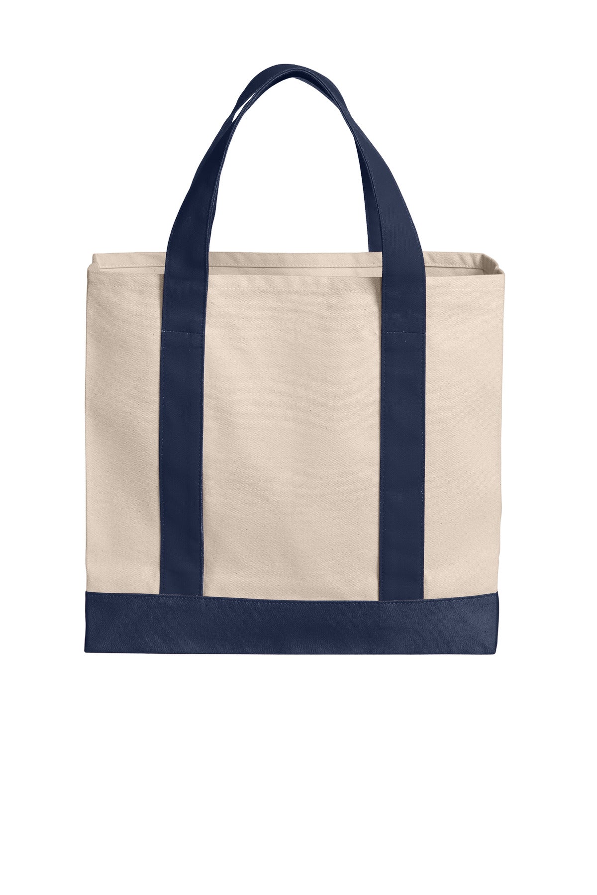 Rear View of Nat/RvBlNv Port Authority Cotton Canvas Two-Tone Tote BG429