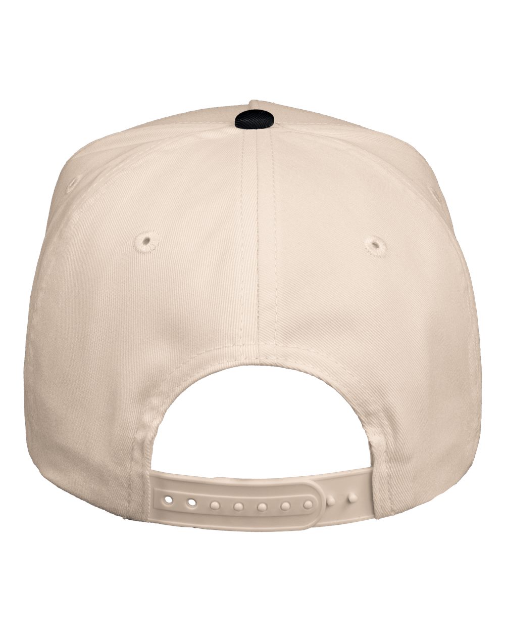 Rear View of Natural/ Black Five-Panel Twill Cap - 8869