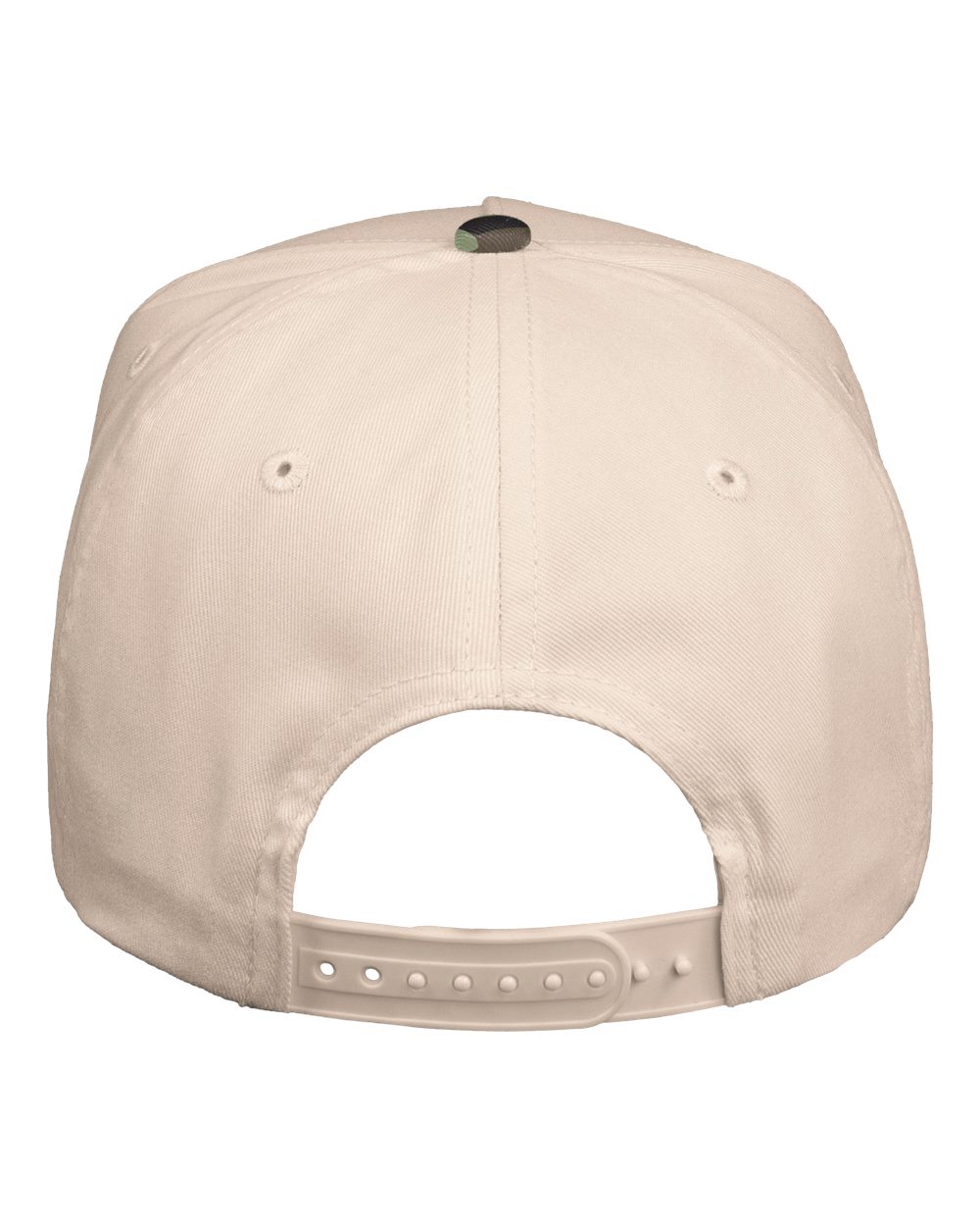 Rear View of Natural/ Camo Green Five-Panel Twill Cap - 8869