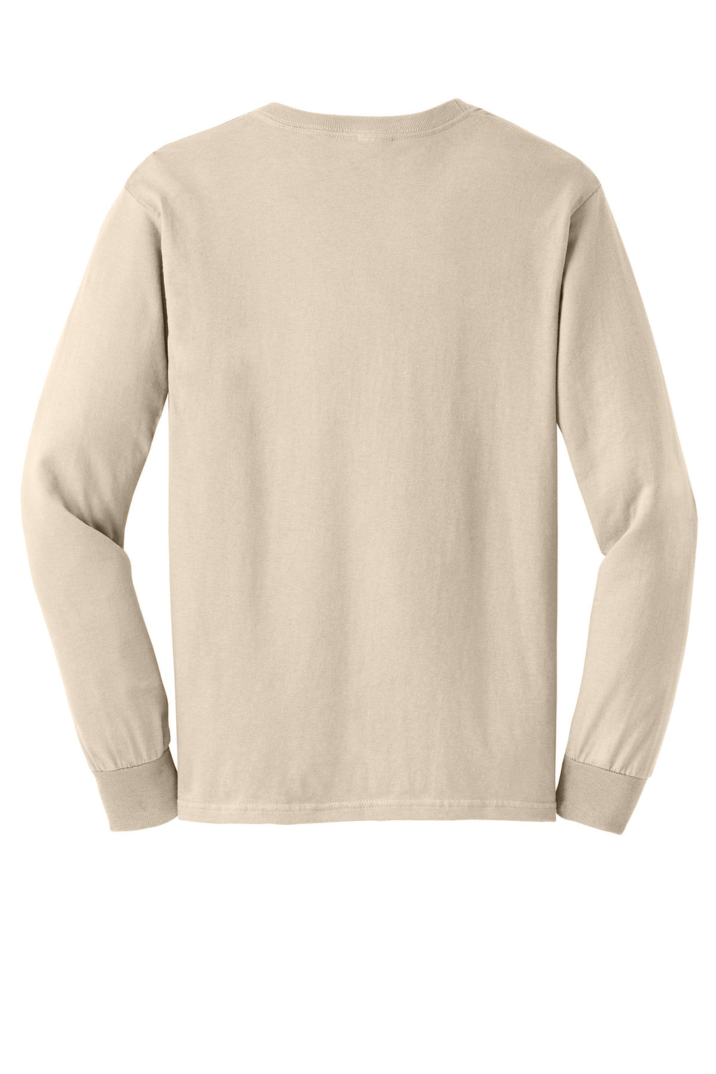 Rear View of Natural Gildan - Ultra Cotton 100% US Cotton Long Sleeve T-Shirt. G2400