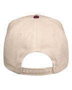 Rear View of Natural/ Maroon Five-Panel Twill Cap - 8869