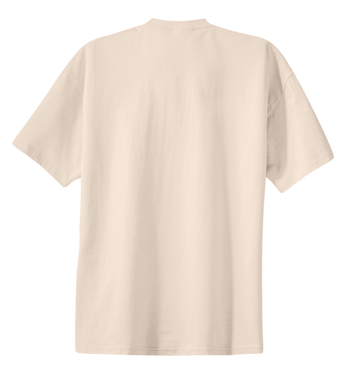 Rear View of Natural Port & Co Essential Tee. PC61