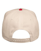 Rear View of Natural/ Red Five-Panel Twill Cap - 8869