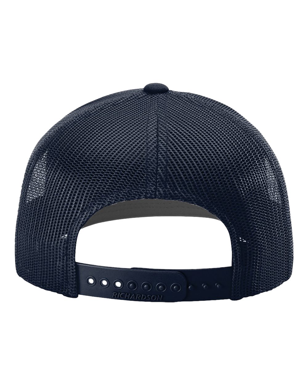 Rear View of Navy 112+ R-Flex Adjustable Trucker Cap - 112PL