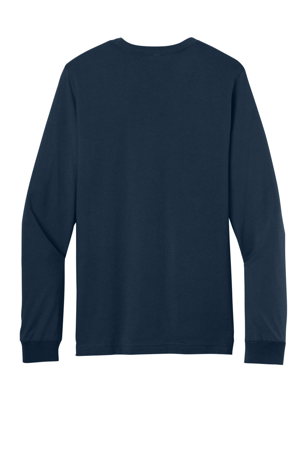 Rear View of Navy BELLA+CANVAS Unisex Jersey Long Sleeve Tee. BC3501