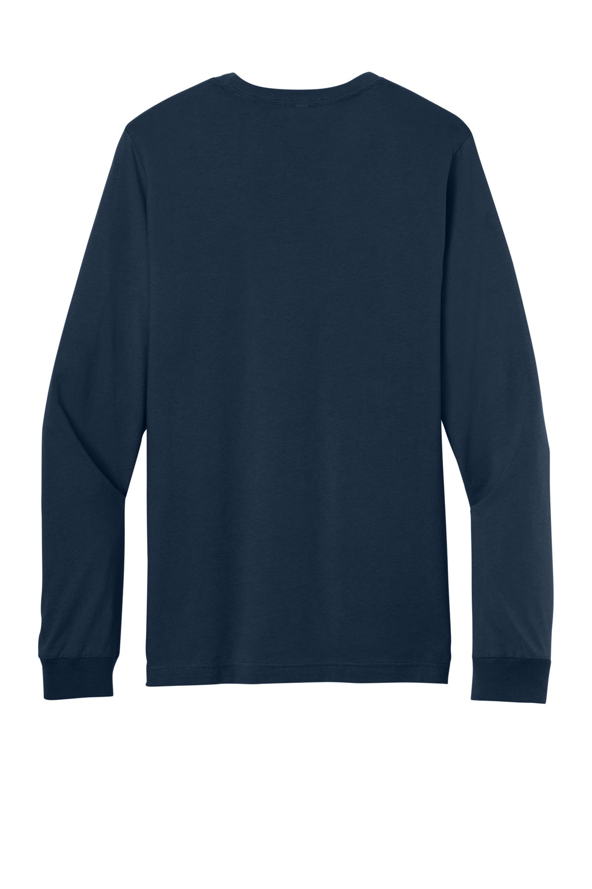 Rear View of Navy BELLA+CANVAS Unisex Jersey Long Sleeve Tee. BC3501