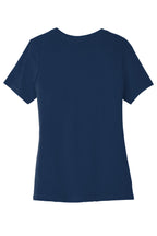 Rear View of Navy BELLA+CANVAS Women's Relaxed Jersey Short Sleeve Tee. BC6400