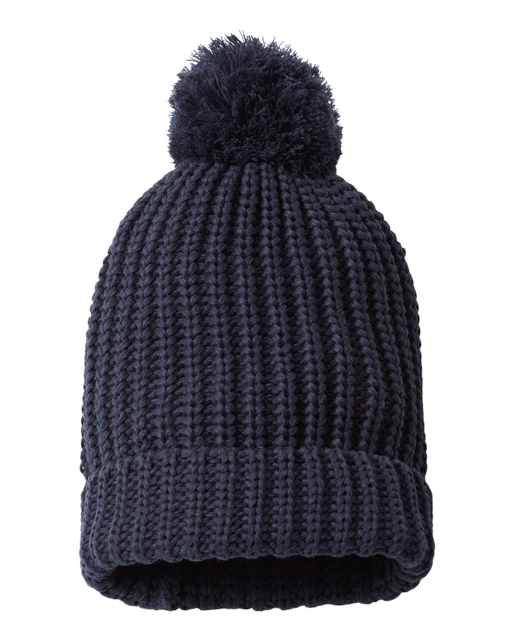 Rear View of Navy Chunky Cable Beanie - 143R