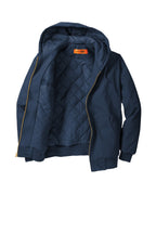 Rear View of Navy CornerStone - Duck Cloth Hooded Work Jacket. J763H