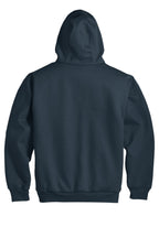 Rear View of Navy CornerStone - Heavyweight Full-Zip Hooded Sweatshirt with Thermal Lining. CS620