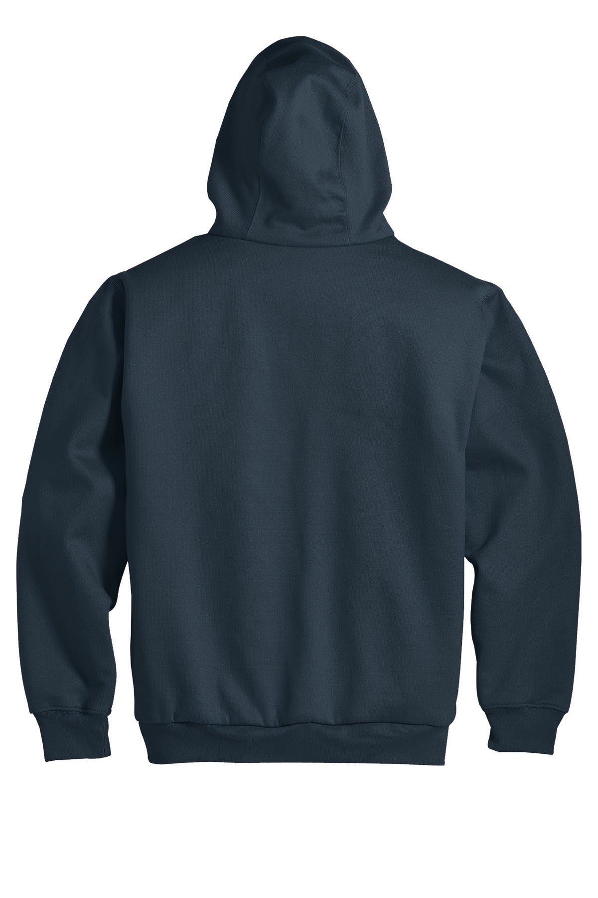 Rear View of Navy CornerStone - Heavyweight Full-Zip Hooded Sweatshirt with Thermal Lining. CS620