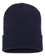 Rear View of Navy Cuffed Beanie - 1501KC