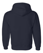 Rear View of Navy DryBlend® Hooded Sweatshirt - 12500
