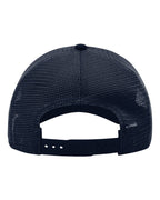 Rear View of Navy Garment-Washed Trucker Cap - 111