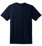 Rear View of Navy Gildan DryBlend 50 Cotton/50 Poly T-Shirt. 8000