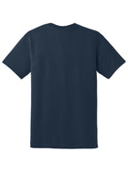 Rear View of Navy Gildan DryBlend 50 Cotton/50 Poly T-Shirt. 8000