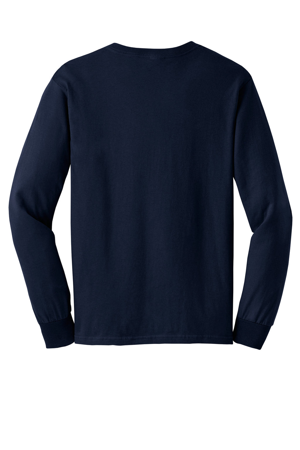 Rear View of Navy Gildan - Ultra Cotton 100% US Cotton Long Sleeve T-Shirt. G2400