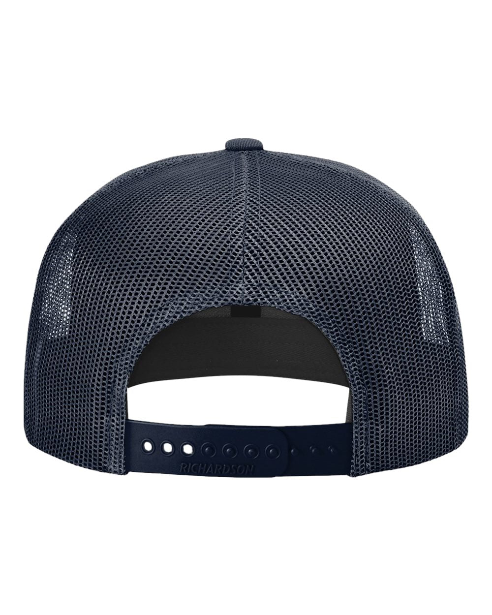 Rear View of Navy/ Navy Wool Blend Flat Bill Trucker Cap - 511