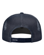 Rear View of Navy/ Navy Wool Blend Flat Bill Trucker Cap - 511