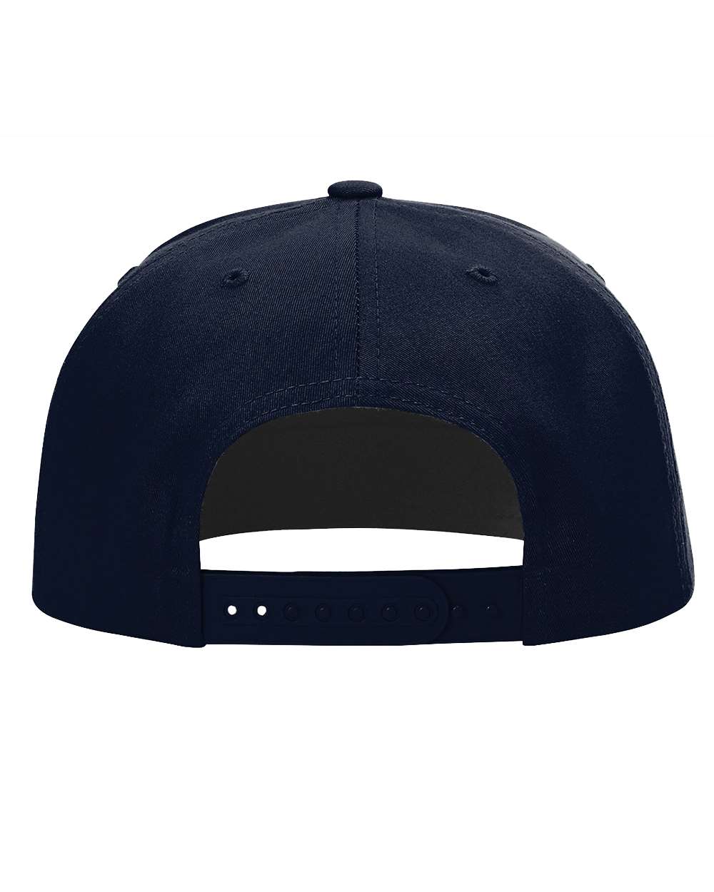 Rear View of Navy Pinch Front Structured Snapback Trucker Cap - 255