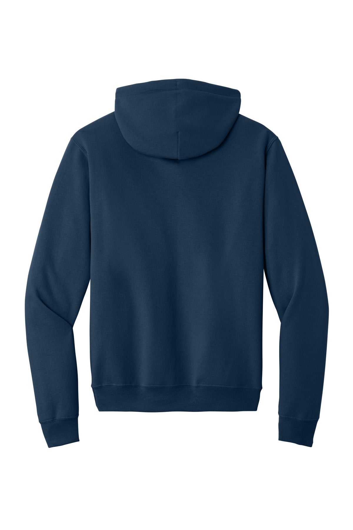 Rear View of Navy Port & Co Core Fleece Pullover Hooded Sweatshirt. PC78H
