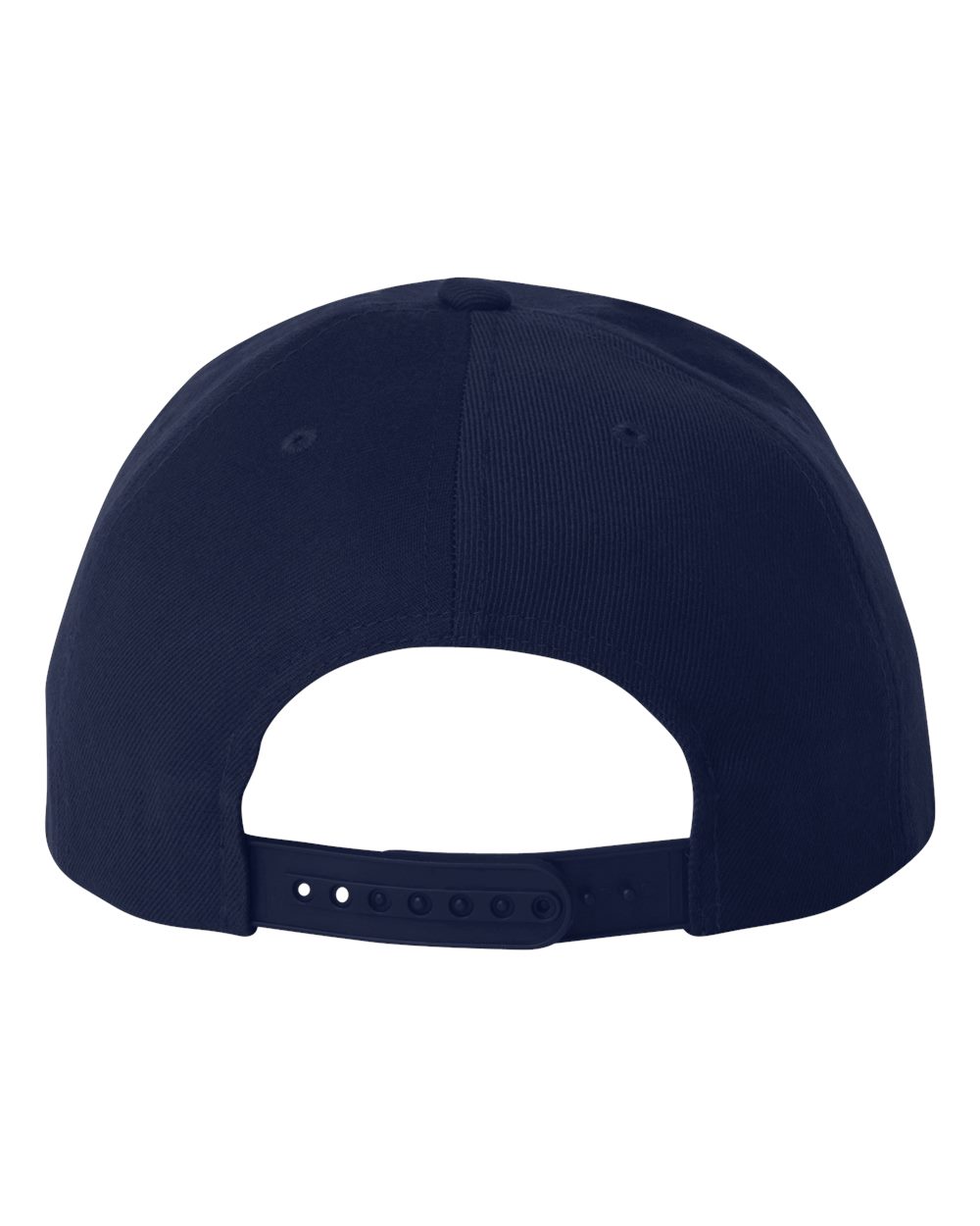Rear View of Navy Premium Flat Bill Snapback Cap - 6089M