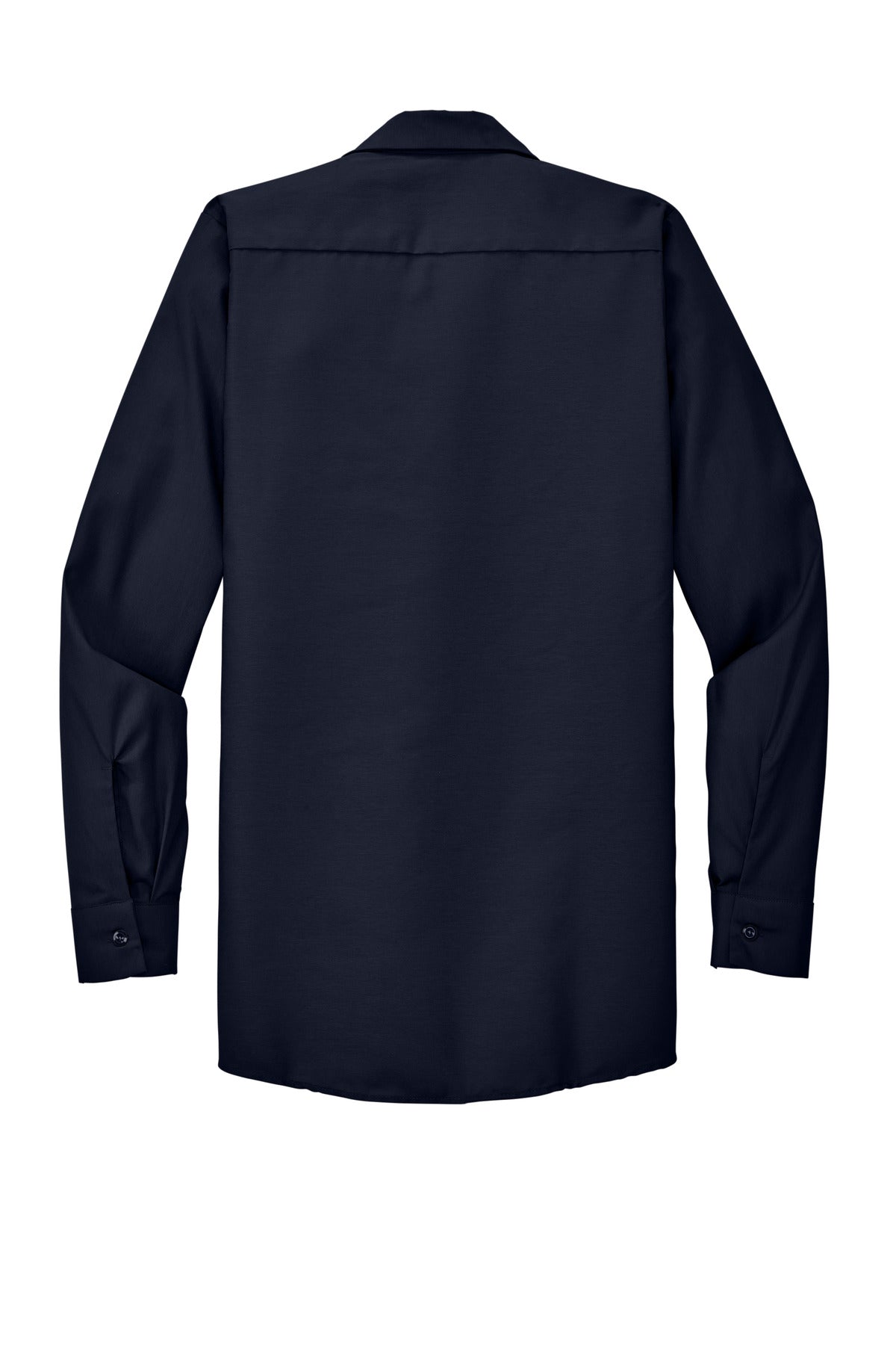 Rear View of Navy Red Kap Long Sleeve Industrial Work Shirt. SP14