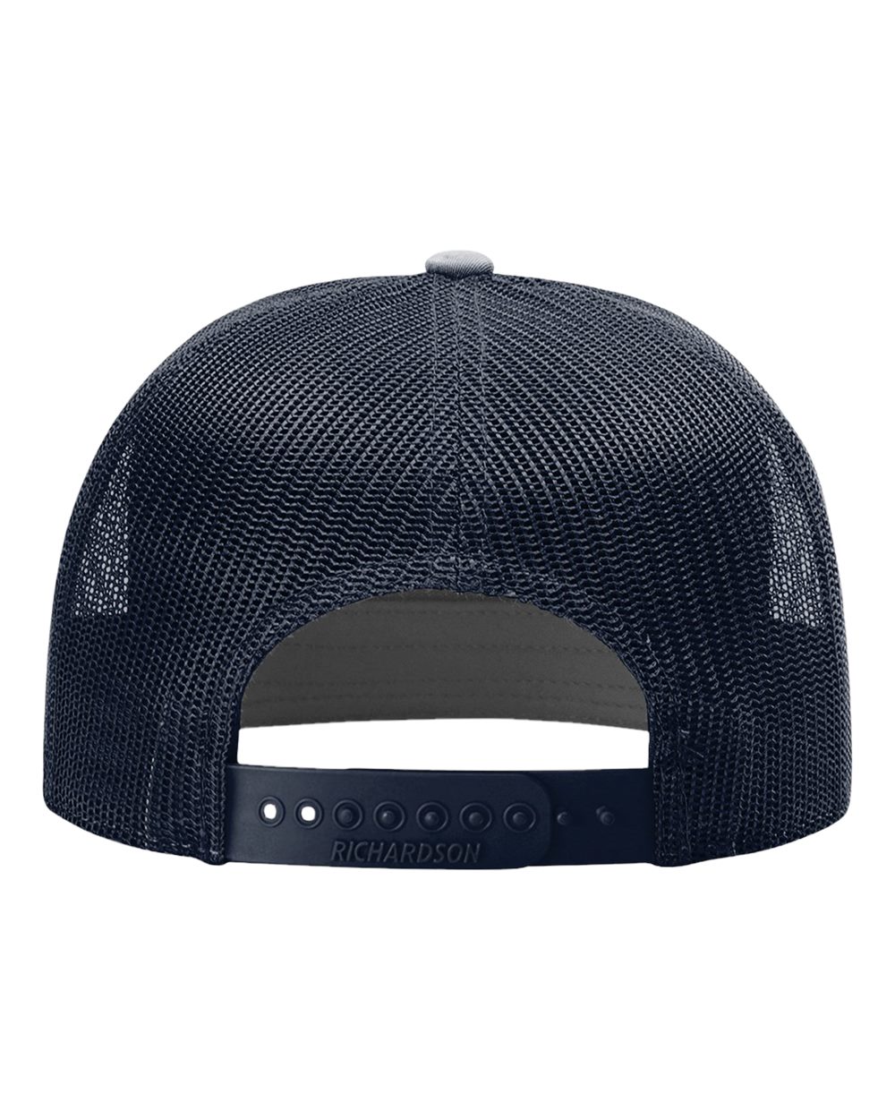 Rear View of Navy Seven-Panel Trucker Cap - 168
