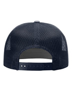 Rear View of Navy Seven-Panel Trucker Cap - 168