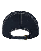 Rear View of Navy/ Stone Stitch Bio-Washed Classic Dad Hat - VC300A