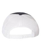 Rear View of Navy/ White Garment-Washed Trucker Cap - 111