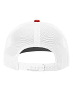 Rear View of Navy/ White/ Red Snapback Trucker Cap - 112