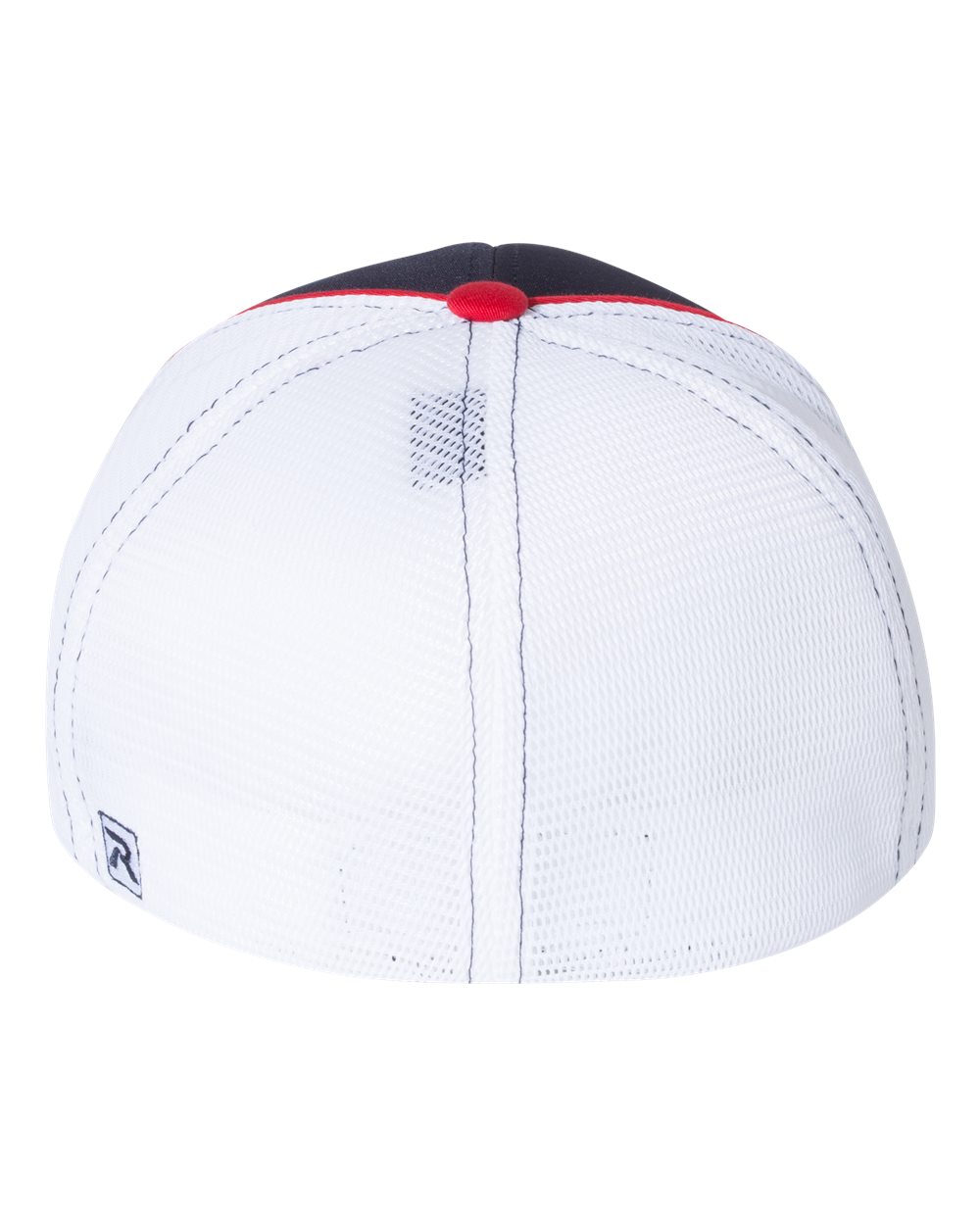 Rear View of Navy/ White/ Red Tri Pulse Sportmesh R-Flex Cap - 172