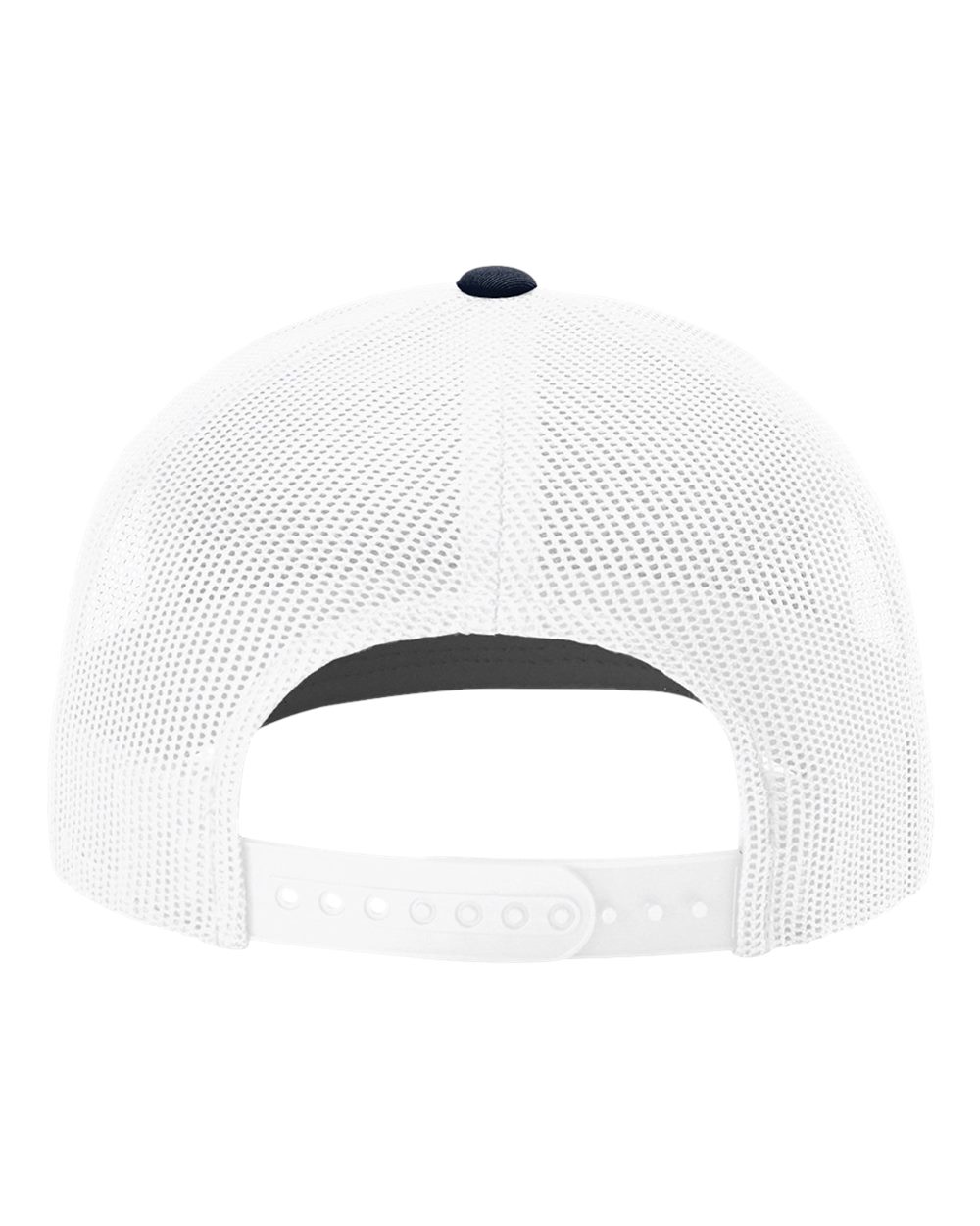 Rear View of Navy/ White Sustainable Trucker Cap - 112RE
