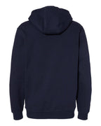 Rear View of Navy Woodland Fleece Hooded Pullover - 7035