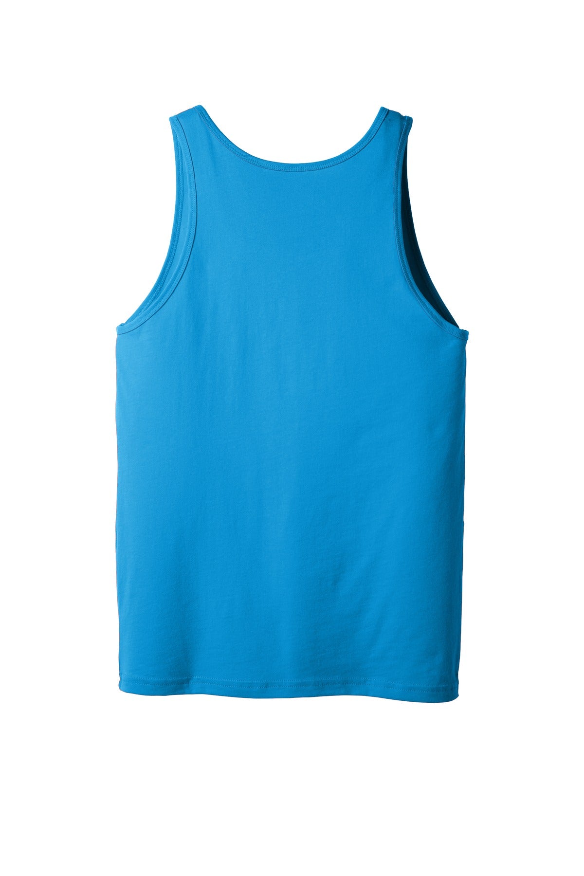 Rear View of Neon Blue BELLA+CANVAS Unisex Jersey Tank. BC3480