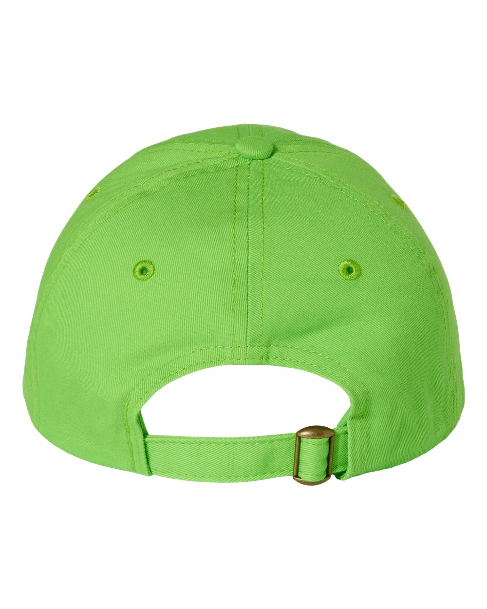 Rear View of Neon Green Bio-Washed Classic Dad Hat - VC300A