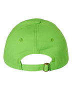 Rear View of Neon Green Bio-Washed Classic Dad Hat - VC300A