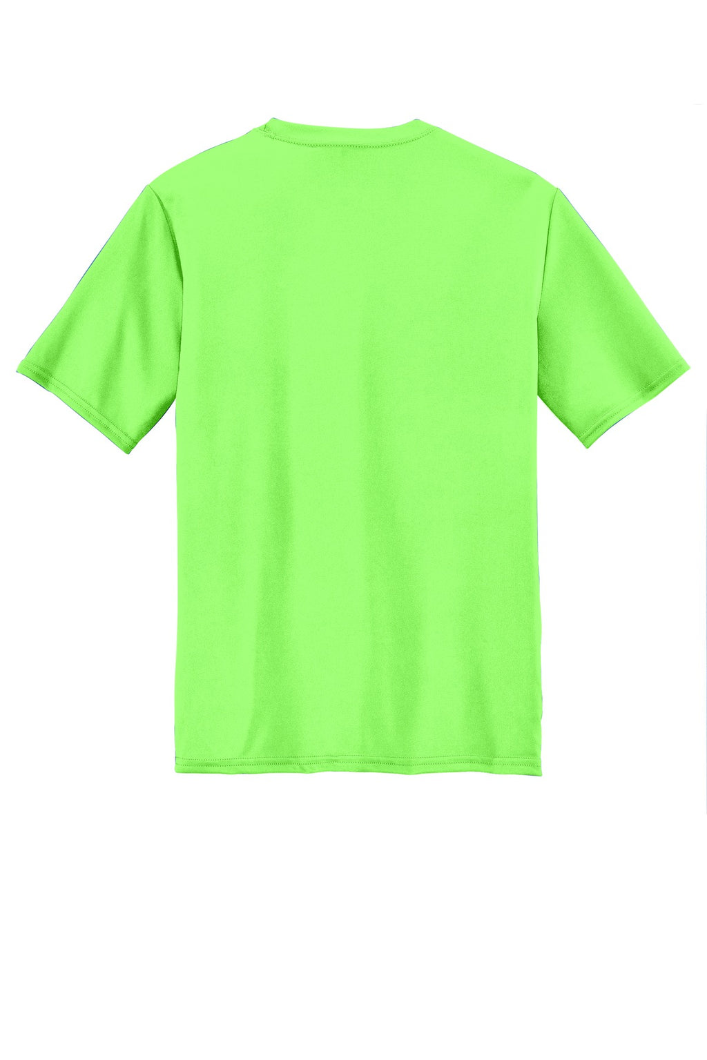 Rear View of Neon Green Port & Co Youth Performance Tee. PC380Y